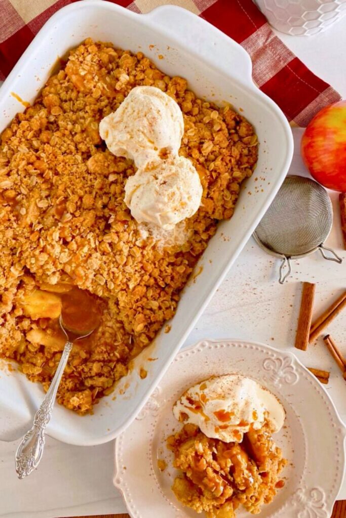Serve Apple Crisp with Vanilla Ice Cream