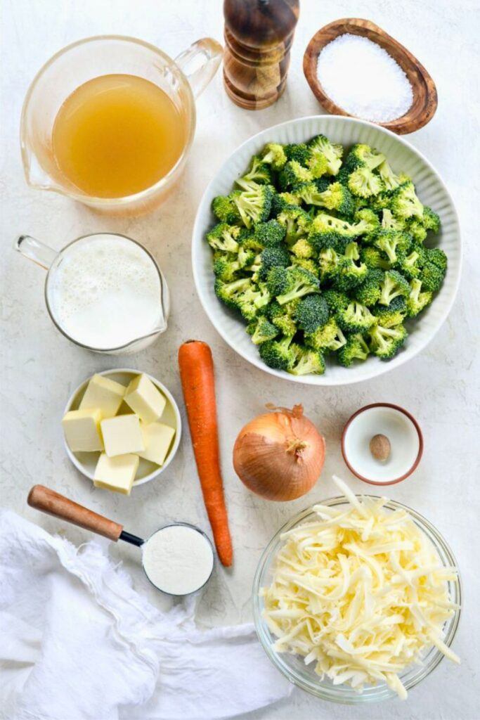 Ingredients for Broccoli Cheddar Soup