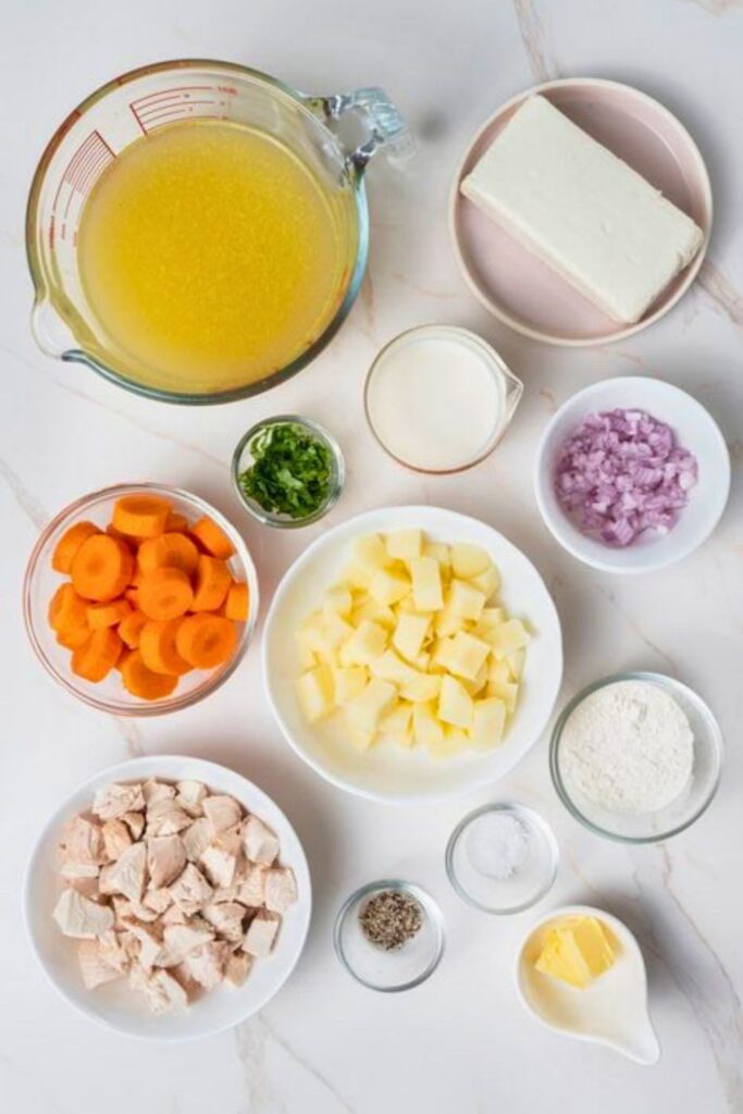 Ingredients for Creamy Chicken Vegetable Soup