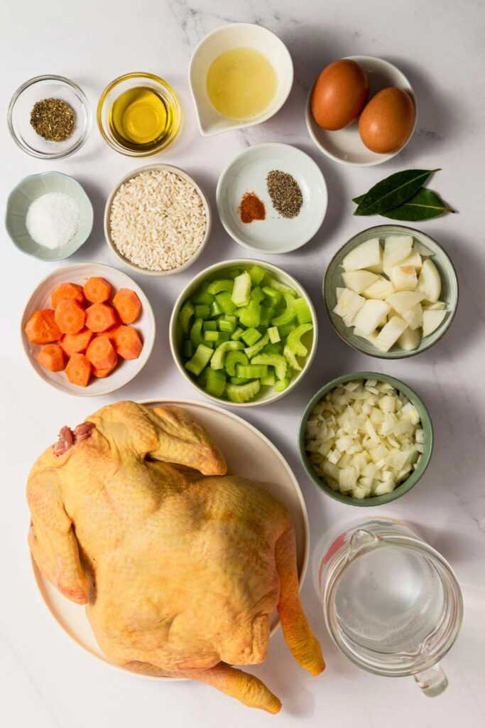 Ingredients for Greek Lemon Chicken Soup