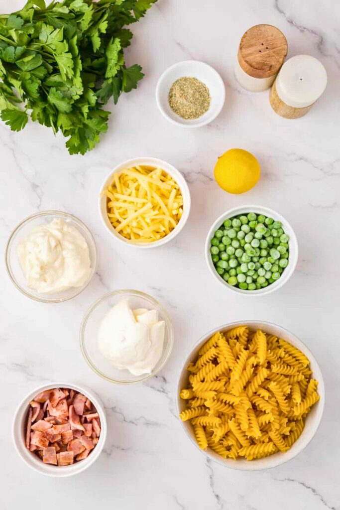 Bacon Ranch Pasta Salad Ingredients