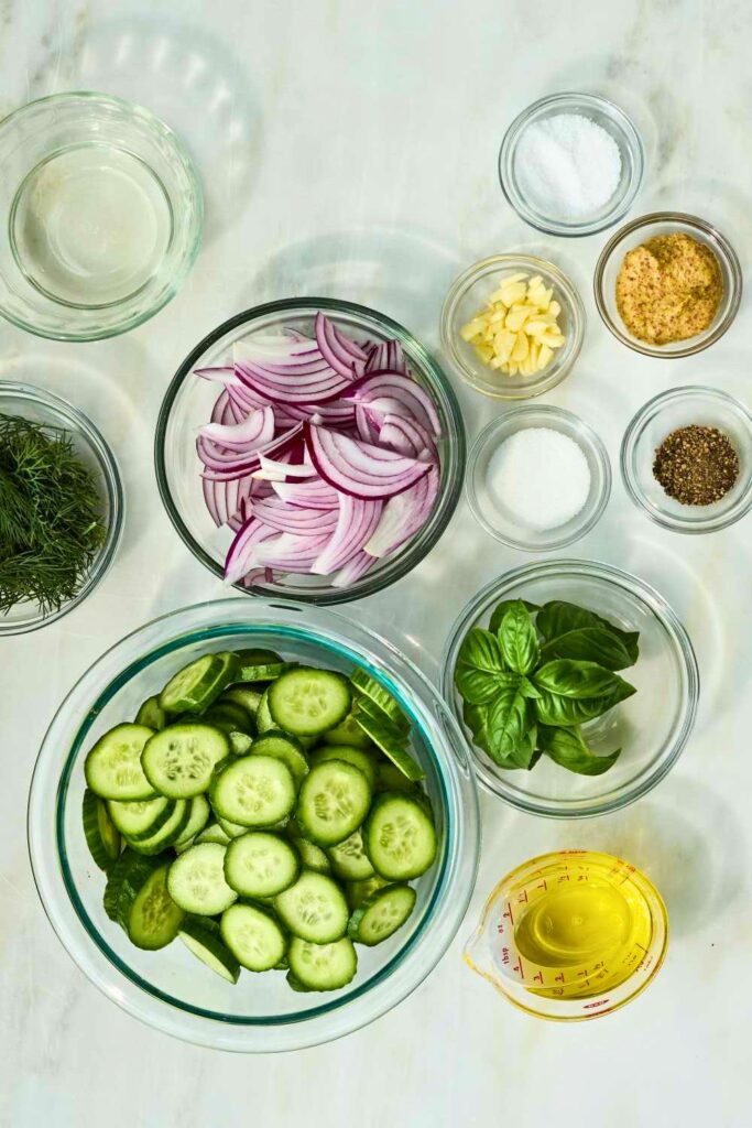 Ingredients of Cucumber Tomato Salad